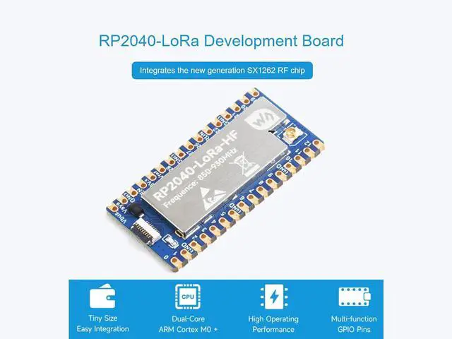 Alt view image 2 of 7 - LoRa Development Board Kit Based on Raspberry Pi RP2040 Microcontroller Chip, Integrate SX1262 RF Chip, 850~930MHz Frequency, Programmable Emit Power up to 22dBm, Long-Range Communication