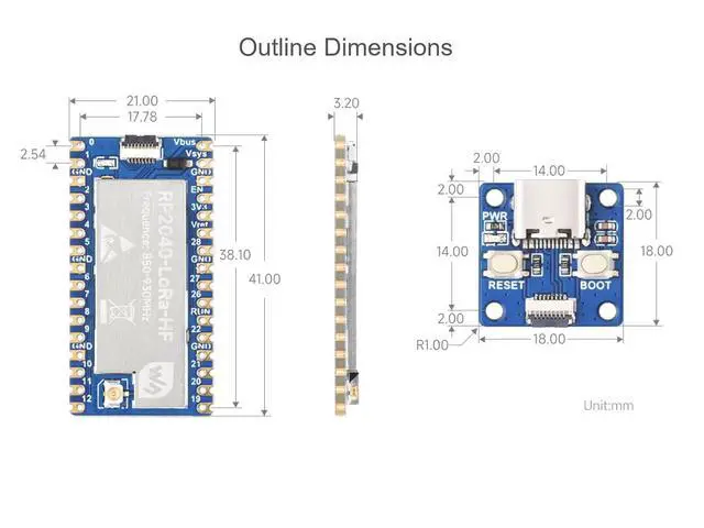 Alt view image 7 of 7 - LoRa Development Board Kit Based on Raspberry Pi RP2040 Microcontroller Chip, Integrate SX1262 RF Chip, 850~930MHz Frequency, Programmable Emit Power up to 22dBm, Long-Range Communication