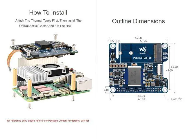 Alt view image 7 of 7 - PCIe to M.2 with PoE Ethernet Power Supply HAT for Raspberry Pi 5, Support NVMe Protocol M.2 Solid State Drive in 2230/2242 Size, IEEE 802.3af/at PoE Network Standard, 5V 5A Power Output