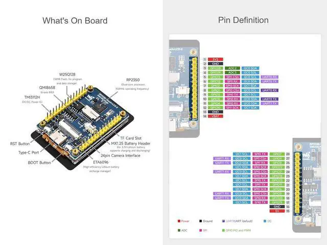Alt view image 6 of 7 - RP2350 2inch LCD Capacitive Touch Display Development Board, Based on Raspberry Pi RP2350 Microcontroller, with Onboard 240×320 Pixels 262K Color IPS Display, Camera Interface, etc.