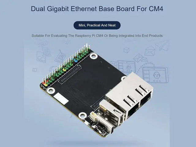 Alt view image 3 of 7 - Mini Dual Gigabit Ethernet Base Board for Raspberry Pi Compute Module 4 CM4, Onboard ETH/Micro SD/USB Interfaces, Suitable for Evaluating the Raspberry Pi CM4 or Being Integrated into End Products