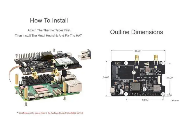 Alt view image 7 of 7 - PCIe to M.2 E Key with PoE HAT Expansion Board for Raspberry Pi 5, Support Various 2230 Size NGFF (M.2 E Key) Wireless NIC, Support Power Over Ethernet, IEEE 802.3af/at PoE Network Standard