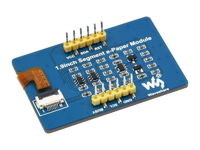 Alt view image 2 of 7 - 1.9inch E-Paper Module 91 Segments E-Ink Display for Raspberry Pi/Arduino/STM32, Black/White Display Color, I2C Bus, Support Partial Refresh, 3.3V/5V