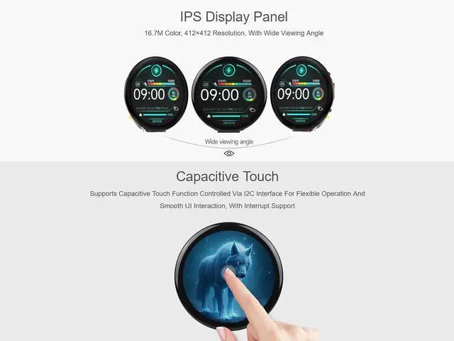Alt view image 3 of 7 - ESP32-S3 1.46inch LCD Round Touch Display Development Board, 412×412 Pixel, 16.7M Color, Supports Wi-Fi & Bluetooth 5, Onboard 6-Axis IMU, Speaker and Microphone etc. Multiple Interfaces