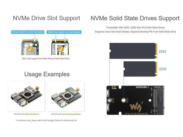 Alt view image 3 of 7 - PCIe to M.2 Adapter Card for Raspberry Pi 5 with Cooling Fan, Compatible with NVMe Protocol M.2 SSD of 2242/2230 Size, Pi 5 NVMe HAT Support PCIe Gen2/3 Mode, 8Gbps Data Rate