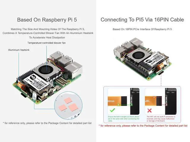 Alt view image 4 of 7 - PCIe to M.2 Adapter Card for Raspberry Pi 5 with Cooling Fan, Compatible with NVMe Protocol M.2 SSD of 2242/2230 Size, Pi 5 NVMe HAT Support PCIe Gen2/3 Mode, 8Gbps Data Rate