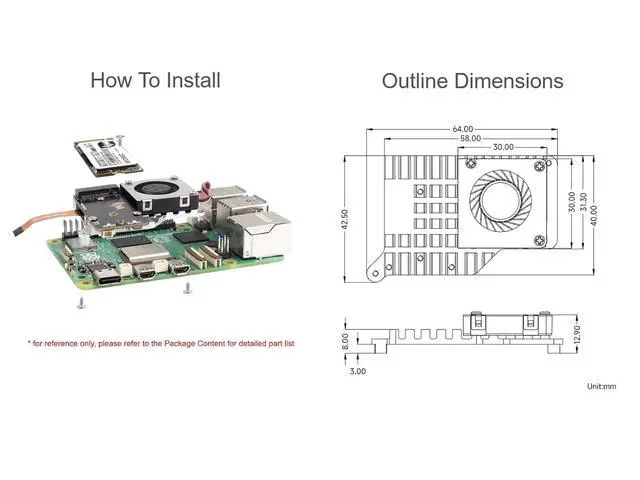 Alt view image 7 of 7 - PCIe to M.2 Adapter Card for Raspberry Pi 5 with Cooling Fan, Compatible with NVMe Protocol M.2 SSD of 2242/2230 Size, Pi 5 NVMe HAT Support PCIe Gen2/3 Mode, 8Gbps Data Rate