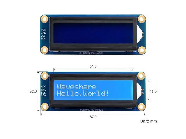 Alt view image 5 of 7 - 1602 LCD I2C Display Module, White Color with Blue Background 16x2 Characters LCD für Raspberry Pi/Raspberry Pi Pico/Jetson Nano/ESP32/Arduino, 3.3V/5V Compatible