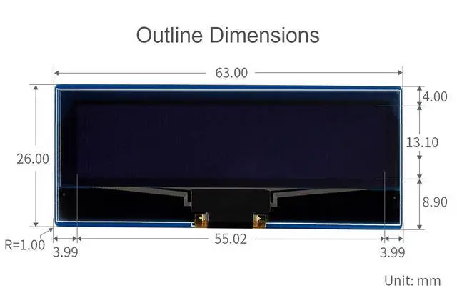 Alt view image 7 of 7 - 2.23inch OLED Display Module for Raspberry Pi Pico, 128×32 Pixel Black/White Display Color Embedded SSD1305 Driver 4-Wire SPI/I2C Interface 3.3V/5V Operating Voltage