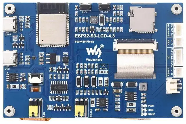 Alt view image 7 of 7 - 4.3inch Capacitive Touch Display Based on ESP32-S3 Microcontroller Development Board with 2.4GHz WiFi and BLE 5 Support, 800×480 Resolution, 5-Point Touch, Onboard CAN, RS485, I2C Interface