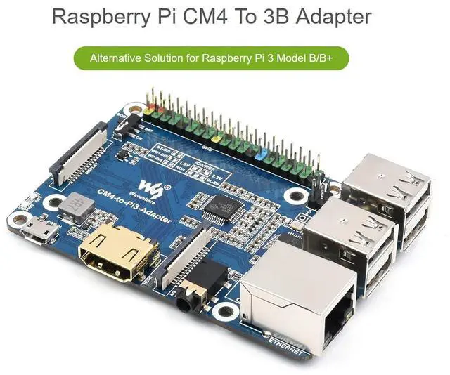 Alt view image 2 of 7 - Compute Module 4 to Raspberry Pi 3 Model B/B+ Adapter, Alternative Solution for Raspberry Pi 3 Model B/B+, Support Access to CM4 Lite/eMMC Series Boards