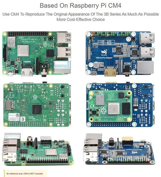 Alt view image 3 of 7 - Compute Module 4 to Raspberry Pi 3 Model B/B+ Adapter, Alternative Solution for Raspberry Pi 3 Model B/B+, Support Access to CM4 Lite/eMMC Series Boards