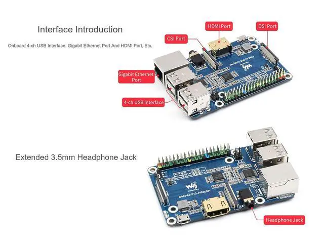 Alt view image 5 of 7 - Compute Module 4 to Raspberry Pi 3 Model B/B+ Adapter, Alternative Solution for Raspberry Pi 3 Model B/B+, Support Access to CM4 Lite/eMMC Series Boards