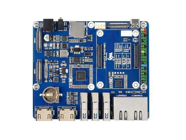 Alt view image 3 of 4 - Dual Gigabit Ethernet Base Board for Raspberry Pi Compute Module 4 Lite/EMMC Series Module,with ETH/CSI/DSI/RTC/HDMI/Micro SD/USB Interfaces