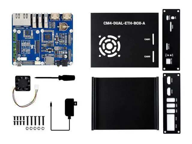 Alt view image 2 of 7 - Dual Gigabit Ethernet Mini-Computer Based on Raspberry Pi Compute Module 4 (NOT Included), CM4 Dual ETH Base Inside, Metal Case, with Cooling Fan, Fast and Easy to Build a CM4 Mini PC