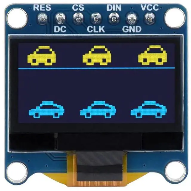 Main image of 0.96inch OLED Display Module for Raspberry Pi/Arduino/STM32, 128×64 Pixels Screen, Upper Yellow & Lower Blue Display Color, 4-Wire SPI / I2C Communication Interfaces, 3.3V / 5V