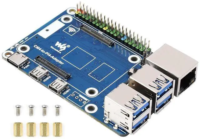 Main image of CM4 to Raspberry Pi 4B Adapter, Alternative Solution for Raspberry Pi 4B, Onboard Standard CM4 Connector, 4-CH USB 3.0 Ports, RJ45 Gigabit Ethernet Port, PoE Header etc.