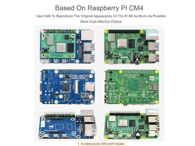 Alt view image 4 of 7 - CM4 to Raspberry Pi 4B Adapter, Alternative Solution for Raspberry Pi 4B, Onboard Standard CM4 Connector, 4-CH USB 3.0 Ports, RJ45 Gigabit Ethernet Port, PoE Header etc.