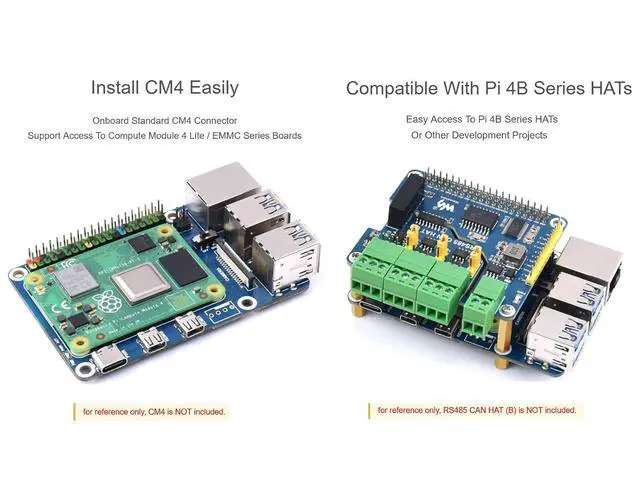 Alt view image 5 of 7 - CM4 to Raspberry Pi 4B Adapter, Alternative Solution for Raspberry Pi 4B, Onboard Standard CM4 Connector, 4-CH USB 3.0 Ports, RJ45 Gigabit Ethernet Port, PoE Header etc.