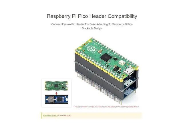 Alt view image 5 of 7 - Precision RTC Module for Raspberry Pi Pico Mini Board, Incorporates High Precision Real-Time Clock Chip DS3231, Uses I2C Bus for Communication, with Female Pin Header Stackable Design