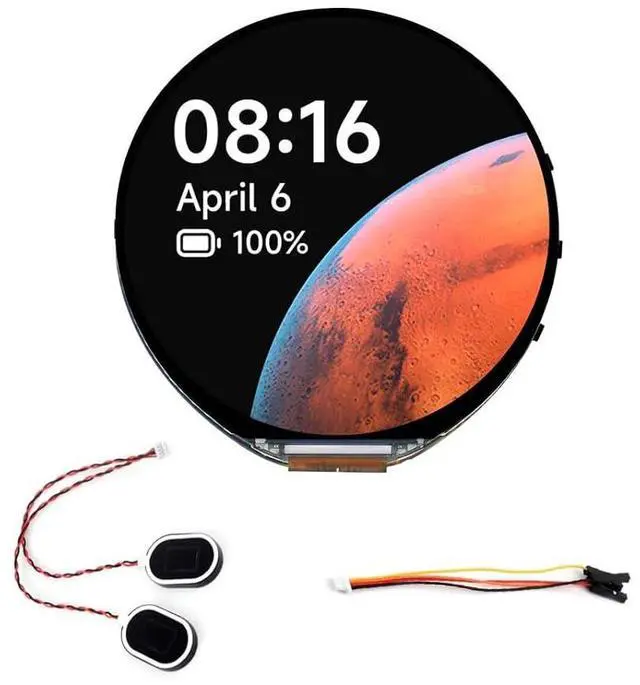 Main image of ESP32-S3 1.85inch LCD Display Development Board, 360×360 Pixel 262K Color Round LCD with ESP32-S3, Supports Wi-Fi & Bluetooth 5, Onboard Audio Decoder, Microphone, 6-Axis Sensor etc.