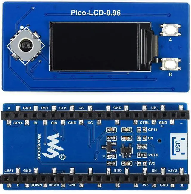 Alt view image 7 of 7 - 0.96 inch LCD Display for Raspberry Pi Pico, 65K Colors Display Module, IPS Screen, 160×80 Pixels, Embedded ST7735S Driver, Using SPI Bus, Compatible with Raspberry Pi Pico Header