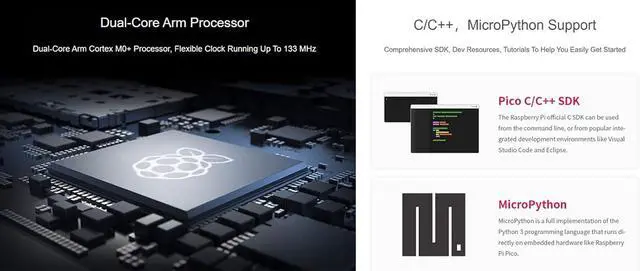 Alt view image 4 of 7 - RP2040-Plus with Header, Pico-Like MCU Board Based on Raspberry Pi RP2040 Chip, Dual-core Arm Processor, Onboard 4MB Flash, USB-C Connector, Recharge Header, and Higher Current DC-DC Chip