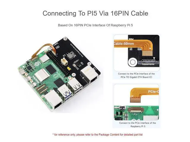 Alt view image 3 of 6 - PCIe to Gigabit ETH Board for Raspberry Pi 5, PCIe Adapter Support Raspberry Pi OS, Support Power Supply via PCIe Cable, Driver-Free, Plug and Play
