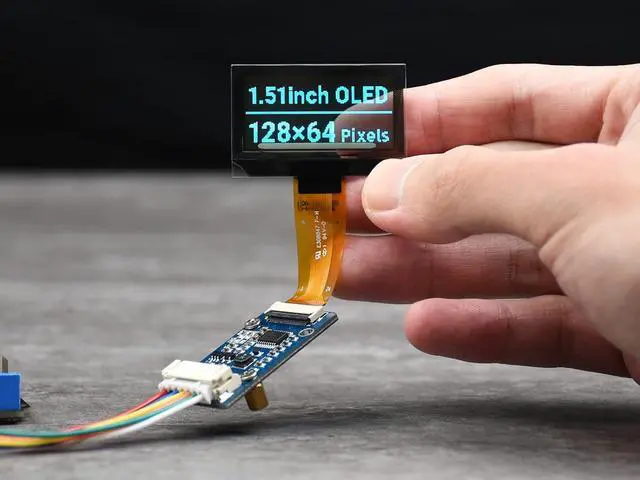 Alt view image 2 of 7 - 1.51inch OLED Transparent Module Light Blue Color Display 128×64 Pixels, Embedded Independent Driver Chip, SPI/I2C Interfaces, Support Controller Boards Like Raspberry Pi/Arduino/STM32