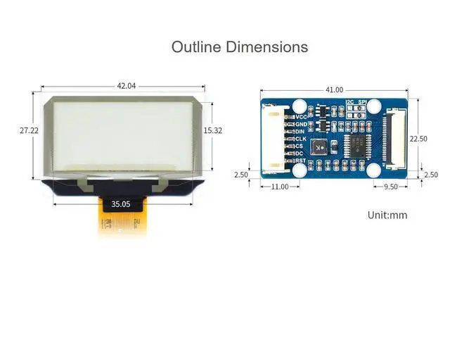 Alt view image 7 of 7 - 1.51inch OLED Transparent Module Light Blue Color Display 128×64 Pixels, Embedded Independent Driver Chip, SPI/I2C Interfaces, Support Controller Boards Like Raspberry Pi/Arduino/STM32