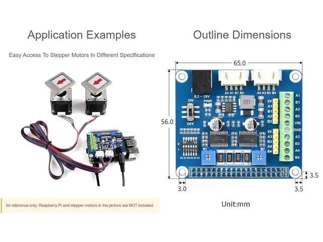 Alt view image 7 of 7 - Stepper Motor HAT (B) for Raspberry Pi/Jetson Nano, Dual HR8825 Motor Controller IC, Up to 1/32 Microstepping, Blue