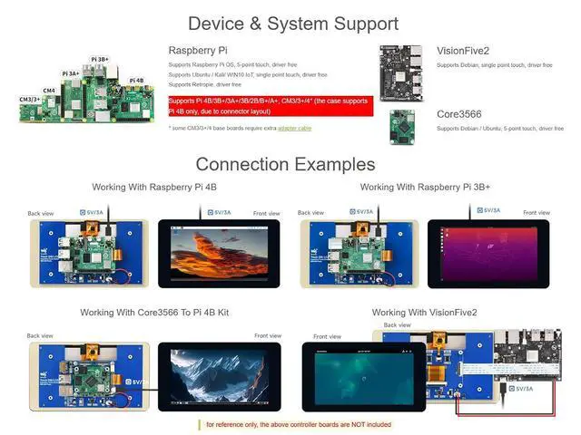 Alt view image 4 of 7 - 7inch Touch Screen Display DSI Interface IPS LCD Screen, 800×480 Resolution, up to 5-Point Capacitive Touch, Support Raspberry Pi 4B/3B+/3A+/3B/2B/B+/A+