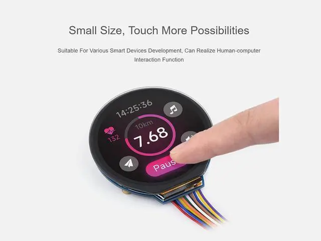 Alt view image 4 of 7 - 1.28inch Touch LCD Display Module, 240×240 Resolution Round LCD IPS Screen, 65K Colors Display, 4-Wire SPI and I2C Communication, Support Raspberry Pi/Raspberry Pi Pico/Arduino/STM32