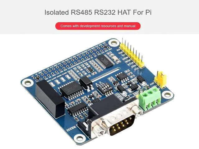 Alt view image 2 of 7 - RS485 RS232 HAT for Raspberry Pi Isolated RS485 RS232 Expansion Board Adopt SC16IS752+SP3485, SP3232 Scheme, Converts SPI to RS485, RS232, Communication Rate up to 921600bps, Multi Protection Circuits