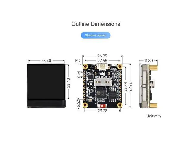Alt view image 6 of 6 - ESP32-S3 1.3inch Display Development Board, with Onboard 1.3inch LCD 240×240 Pixels 262K Color Display, Built-in ST7789V2 Display Driver Chip and 6-Axis IMU, Supports 90° Hardware Rotation
