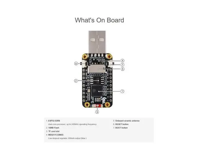 Alt view image 5 of 7 - ESP32-S3 Development Board with 1.47inch LCD Screen 172×320 262K Color Display, Support 2.4GHz WiFi & Bluetooth 5, Dual-core Processor up to 240MHz Frequency, Built-in RGB LED