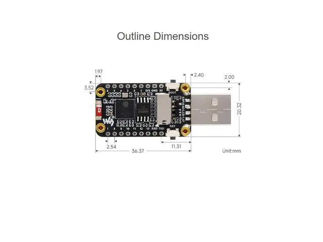 Alt view image 6 of 7 - ESP32-S3 Development Board with 1.47inch LCD Screen 172×320 262K Color Display, Support 2.4GHz WiFi & Bluetooth 5, Dual-core Processor up to 240MHz Frequency, Built-in RGB LED