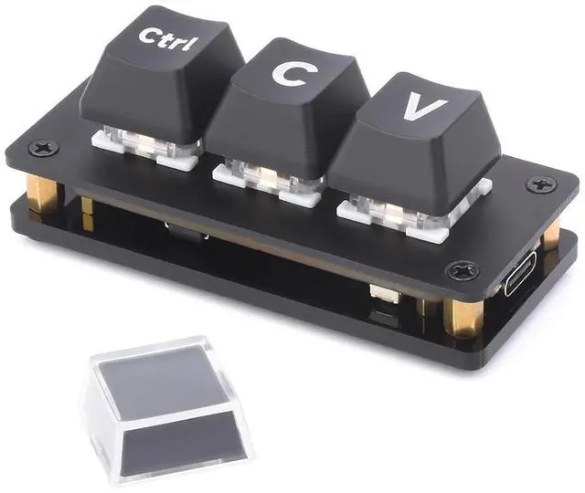 Main image of RP2040 3-Key Development Board Ctrl C/V Shortcut Keyboard for Programmers, Adopts RP2040 Microcontroller Chip, Programmable Key Function, Dual Type-C Ports, Plug and Play, Driver Free