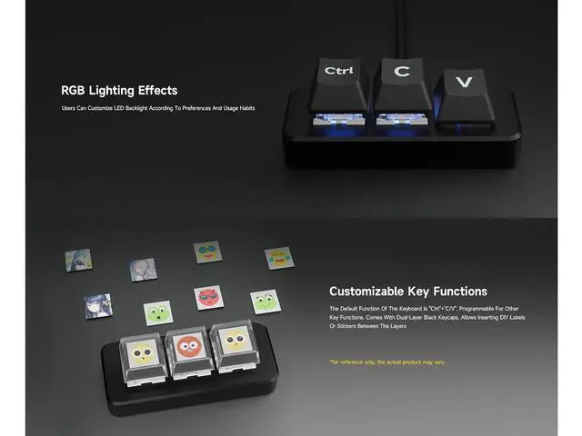 Alt view image 6 of 7 - RP2040 3-Key Development Board Ctrl C/V Shortcut Keyboard for Programmers, Adopts RP2040 Microcontroller Chip, Programmable Key Function, Dual Type-C Ports, Plug and Play, Driver Free