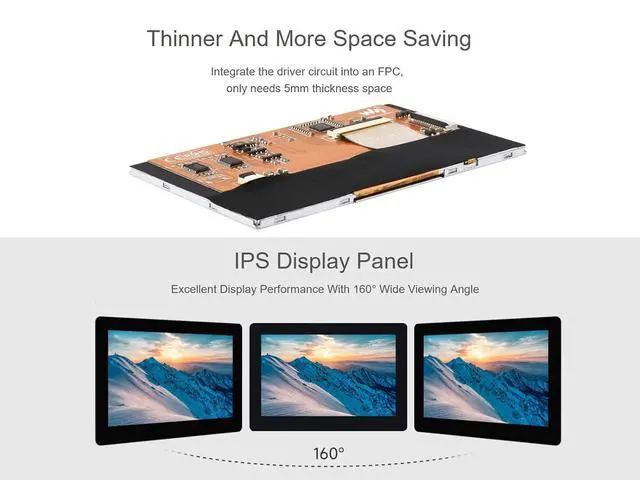 Alt view image 5 of 7 - 4.3inch DSI Touch Display for Raspberry Pi 4B/3B+/3A+/3B/2B/B+/A+, Thin & Light Touch Screen 800×480 Resolution IPS Display, Support 5-Point Capacitive Touch