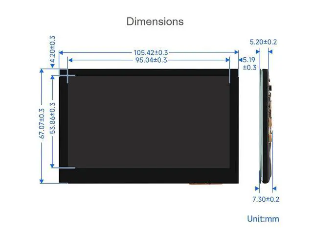 Alt view image 7 of 7 - 4.3inch DSI Touch Display for Raspberry Pi 4B/3B+/3A+/3B/2B/B+/A+, Thin & Light Touch Screen 800×480 Resolution IPS Display, Support 5-Point Capacitive Touch
