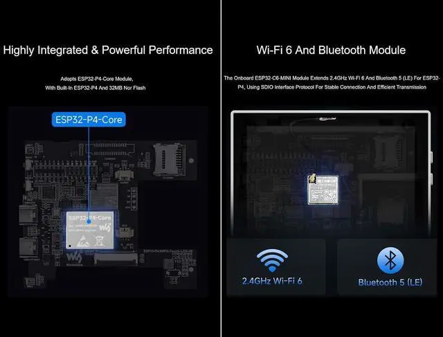 Alt view image 5 of 7 - ESP32-P4 Smart 86 Box Development Board Adopt ESP32-P4-Core and ESP32-C6 Wi-Fi 6/BT Module, Onboard 4inch LCD 720×720 Pixel Touch Display, with MIPI-CSI, MIPI-DSI, USB 2.0 OTG, ETH Port, etc.