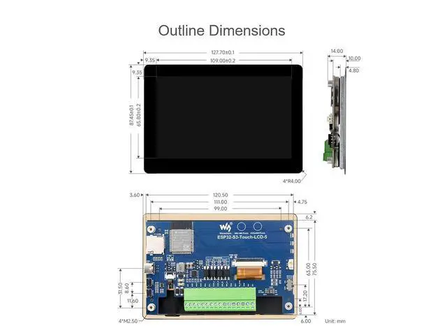 Alt view image 7 of 7 - ESP32-S3 Microcontroller Dev Board onboard 5inch Capacitive Touch Screen, 1024x600 RGB LCD 5-Point Touch Display, Dual-Core Processor up to 240MHz Frequency, Support Wi-Fi & Bluetooth