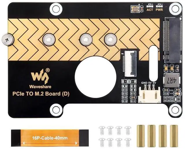 Main image of PCIe to M.2 Adapter Card for Raspberry Pi 5, Compatible with NVMe Protocol M.2 SSD of 2280/2260/2242/2230 Size, Support PCI-E×1 Gen2/3 Mode, 8Gbps Data Rate, High-Speed Reading/Writing