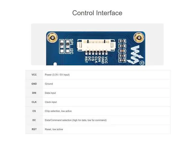 Alt view image 4 of 7 - 1.54inch OLED Display Module for Raspberry Pi/Arduino/STM32/ESP32/Jetson Nano etc. 128×64 Resolution, Blue Display Color, SPI / I2C Communication, Compatible with 3.3V / 5V MCUs