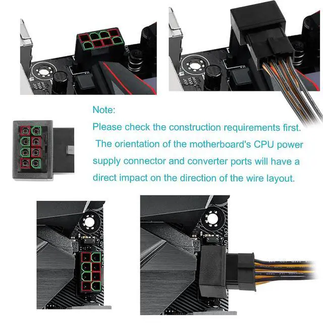 Alt view image 3 of 5 - ATX 8-pin Female to 8-pin Male 90-Degree Angle Connector Type B, Desktop Computer Motherboard CPU Supply Interface (External Buckle) Adapter, Outward Conversion(Pack of 2) (1.0 B)