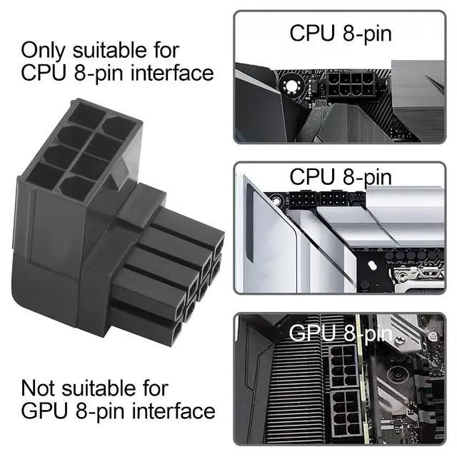 Alt view image 5 of 7 - ATX 8-pin Female to 8-pin Male 90-Degree Angle Type B Connector, Desktop PC Motherboard CPU Power Interface (Internal Clip Moulded Design) Adapter, Outward Conversion(Pack of 2) (2.0 B)