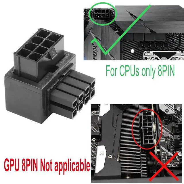 Alt view image 4 of 5 - ATX 8-pin Female to 8-pin Male 90-Degree Angle Connector Type B, Desktop Computer Motherboard CPU Supply Interface (External Buckle) Adapter, Outward Conversion(Pack of 2) (1.0 B)