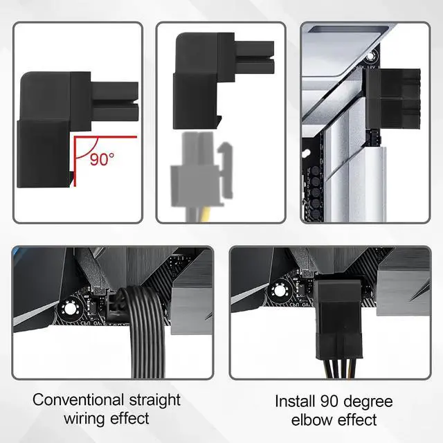 Alt view image 7 of 7 - ATX 8-pin Female to 8-pin Male 90-Degree Angle Type B Connector, Desktop PC Motherboard CPU Power Interface (Internal Clip Moulded Design) Adapter, Outward Conversion(Pack of 2) (2.0 B)