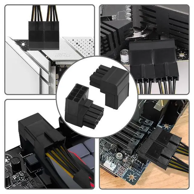 Alt view image 6 of 7 - ATX 8-pin Female to 8-pin Male 90-Degree Angle Type B Connector, Desktop PC Motherboard CPU Power Interface (Internal Clip Moulded Design) Adapter, Outward Conversion(Pack of 2) (2.0 B)